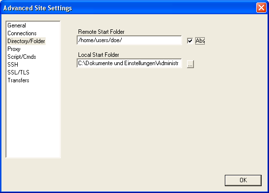 Core FTP Advanced settings